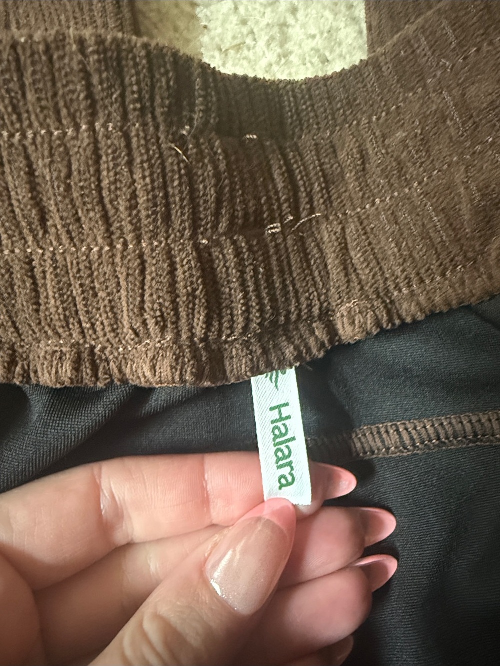 HALARA Brown Ribbed Waistband Wide-Leg Pants - Picture 2 of 5